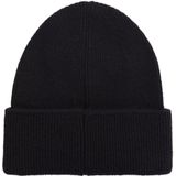 Calvin Klein Leren Patch Docker Beanie gebreide muts voor heren, zwart., One Size