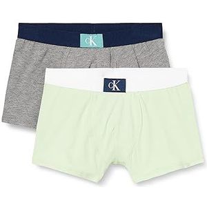 Calvin Klein 2 stuks Trunk 452 boxershorts voor jongens (1 stuk), Groen (Highlinegreen/Greyheather)