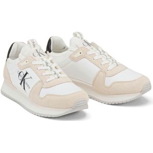 Calvin Klein Jeans Dames Runner Sok Laceup Ny-LTH Wn Yw0yw00840 Sneaker, Wit Helder Wit Romig Wit Zwart, 39 EU
