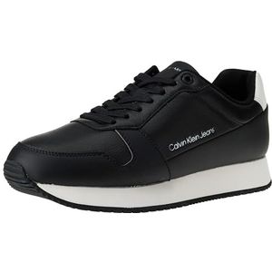 Calvin Klein Jeans Heren Retro Runner Low LTH in Sat Sneaker, Zwart Helder Wit, 43 EU