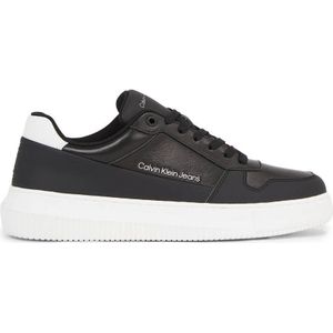 Calvin Klein - Zwarte Vetersneakers - Heren - Leer - Met Contrastdetails