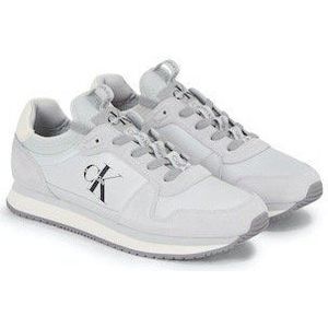 Calvin Klein Jeans Nylon Leather Runner Sneakers voor heren, Grijze Oesterzwam, 39.5 EU