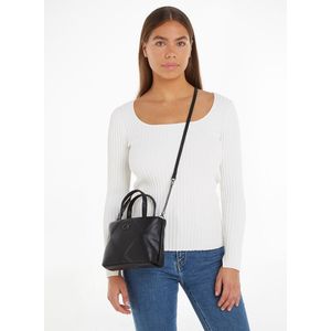 Calvin Klein, Tassen, Dames, Zwart, ONE Size, Polyester, Zwarte Re-lock Quick Tote Mini Tas