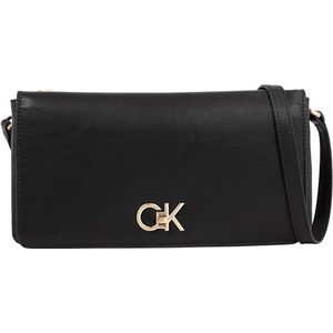 Calvin Klein, Tassen, Dames, Zwart, ONE Size, Polyester, Zwarte Re-lock Dubbele Gusset Clutch voor vrouwen