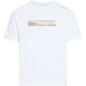 Calvin Klein Grid Graphic T-shirt, heren T-shirt korte mouw O-hals, wit dessin