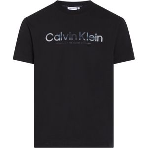Calvin Klein Diffused Logo T-shirt, heren T-shirt korte mouw O-hals, zwart - Maat: S
