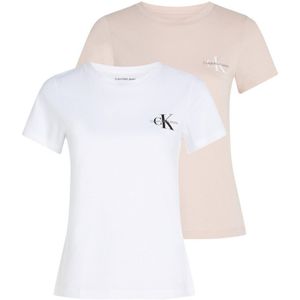 Calvin Klein - Monologo Slim Tee - T-shirt - Roze/Wit - Set van 2