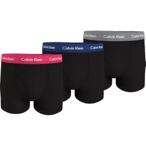 Calvin Klein Trunk (3-pack), heren boxers normale lengte, zwart met gekleurde tailleband