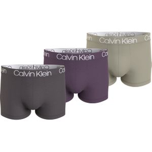 Calvin Klein Trunk (3-pack), heren boxers normale lengte, donkergrijs, paars, kaki
