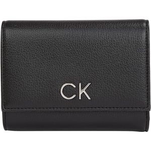 Calvin Klein Dagelijkse Medium Trifold Portemonnees voor dames, Ck Zwart, One Size, zwart., Eén maat