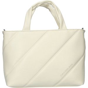 Calvin Klein, Tassen, Dames, Beige, ONE Size, Witte Shopper Tas