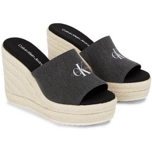 Calvin Klein Jeans dames espadrilles met sleehak, gemaakt van canvas, veelkleurig (zwart zout en peper), 41