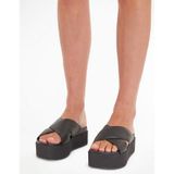 Calvin Klein - Dames - Schoenen - Zwart - Leer - Gekruiste Bandjes - Plateauzool