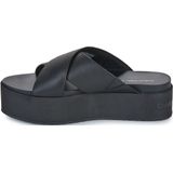 Calvin Klein - Dames - Schoenen - Zwart - Leer - Gekruiste Bandjes - Plateauzool