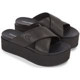 Calvin Klein - Dames - Schoenen - Zwart - Leer - Gekruiste Bandjes - Plateauzool