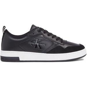 Calvin Klein Jeans Heren Basket Cupsole Low LTH ML Sneaker, zwart/helder wit, 10 UK, Zwart Helder Wit, 42.5 EU