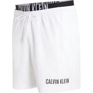 Calvin Klein Medium Drawstring double waistband swimshort heren zwembroek wit