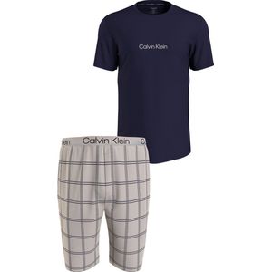 Calvin Klein - Heren Shortama - Blauw - O-hals - Korte Broek