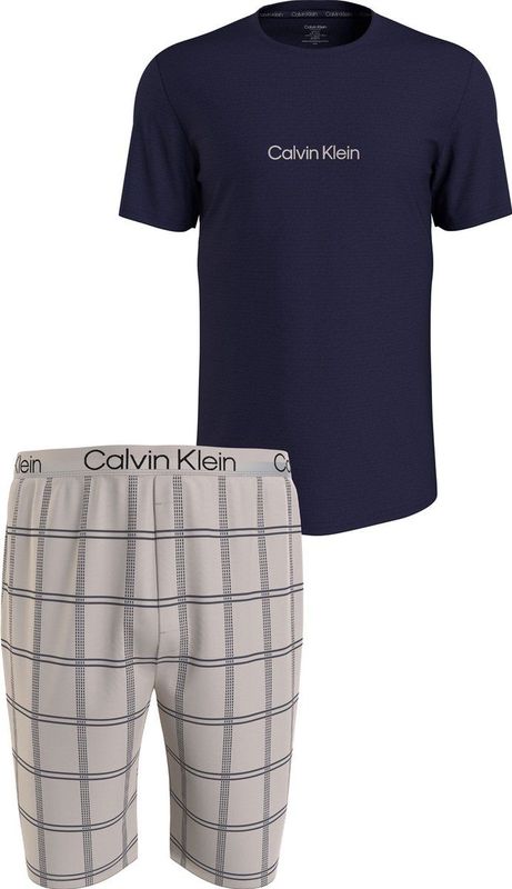 Calvin Klein - Heren Shortama - Blauw - O-hals - Korte Broek