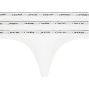 Calvin Klein Damesstrings Modern Logo Tangas, Wit (White/White/White), S, wit (white/white/white), S