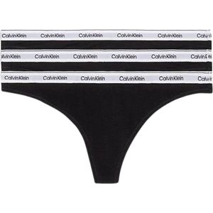 Calvin Klein - 000qd5209e - Tanga - Zwart - Katoen - 3 Eenheden