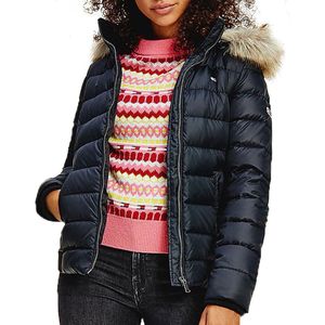 Tommy Jeans Daunenjacke BASIC HOODED DOWN JACKET mit Fellimitat an der Kapuze & Tommy Jeans Logo-Flag
