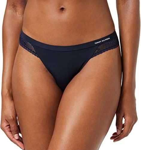 Tommy Hilfiger - Microvezel String - Marineblauw - Nylon - Kanten Detail