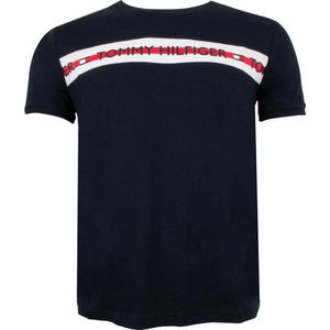 Tommy Hilfiger Logo Stripe T-shirt - Mannen - Donker blauw - Wit - Rood