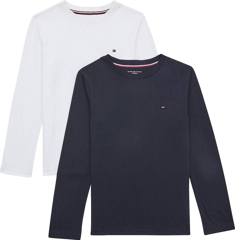 Tommy Hilfiger - Underwear Shirt - Zwart/Wit - 2-delig - Lange Mouw - Ronde Hals