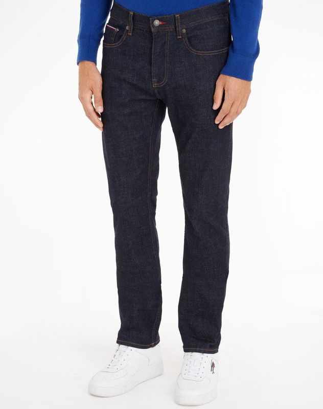 Tommy Hilfiger - Zwarte Straight Fit Jeans voor Heren - Essentiële Herenkleding - Core Denton Jeans voor Mannen UK - Klassieke Stijl Broek voor Mannen Gemaakt van Duurzame Materialen en Katoen, Blauw