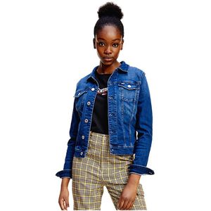 Tommy Jeans Slim Trucker Jas Dames - Blauw Niceville Middenblauw Stretch