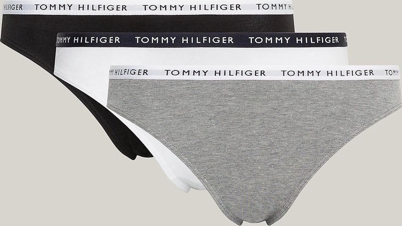Tommy Hilfiger - 3-Pack Logoslipjes - Marineblauw, Rood, Wit - Biologisch Katoen