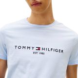 Tommy Hilfiger Blauw T-shirt met Geborduurd Logo - Casual Katoen Korte Mouwen
