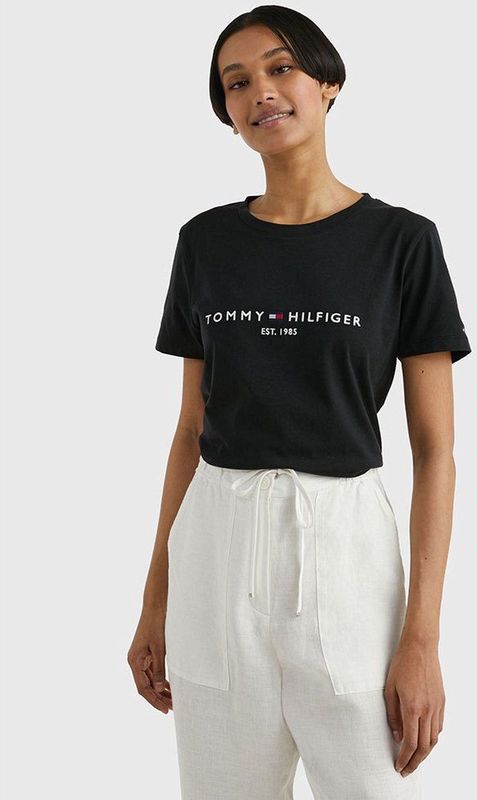 Tommy Hilfiger Heritage Regular Korte Mouwen Ronde Hals T-shirt Zwart 2XS Vrouw
