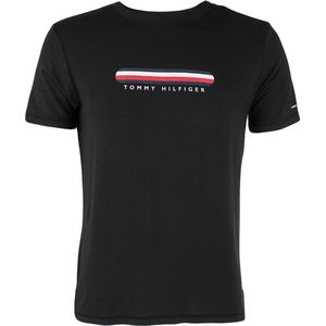 Tommy Hilfiger track logo O-hals shirt zwart