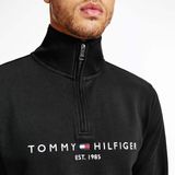 Tommy Hilfiger - Logo Mock Neck Rits Sweatshirt - Blauw - Katoen/Polyester