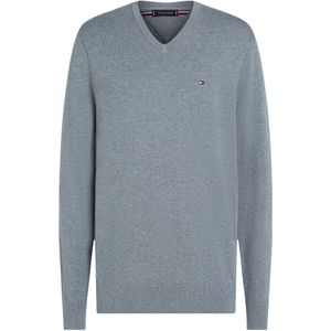 Tommy Hilfiger - V-hals Trui - Katoen - Blauw