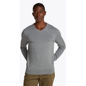 Tommy Hilfiger - ESSENTIAL Pullover - Katoen - Grijs - V Hals