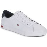 Tommy Hilfiger Heren Essential Leather Detail Vulc Sneaker, Wit, 45 EU