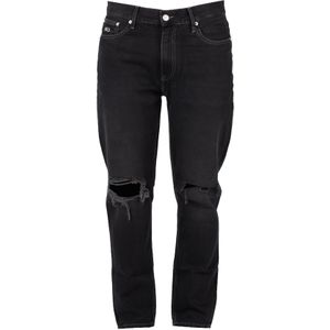 Tommy Hilfiger - Slim-Fit Jeans - Zwart - Hoogwaardig Denim - Worn Effect