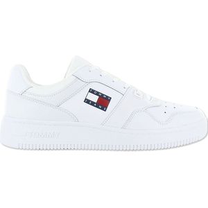 Tommy Hilfiger, Schoenen, Heren, Wit, 44 EU, Polyester, Sportieve witte vetersneakers met logo