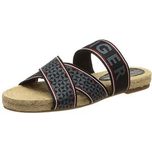 Tommy Hilfiger Tommy Webbing Espadrille platte sandalen voor dames, Woestijn hemel
