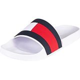 Tommy Hilfiger Heren Rubber Th Vlag Zwembad Slide, Wit, 45 EU