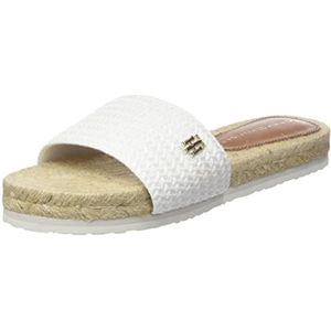 TOMMY HILFIGER TH Textured Flat Sandalen, dames, wit, 42,5 EU, wit, 42,5 EU, Wit