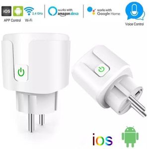 DrPhone VOICE® - Slimme Stekker- Schakelaar/Stopcontact - Smart Home - Spraakgestuurd bedienen - Google Home / Alexa - Beheer Apparaten Via Wifi / 4G - Wit