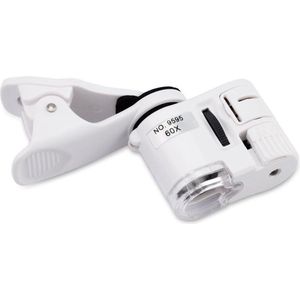 DrPhone LENS1 - Universele Clip Microscoop 60X LED Licht- UV-licht - Vergrootglas met Clip-on Micro Lens
