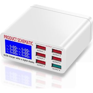 DrPhone SMARTC8 Multi USB HUB Oplaadstation - 40W QC 3.0 - 6 Poorten