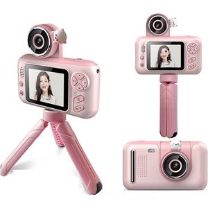 DrPhone PiXEL6 - 2.4 Inch LCD scherm - KinderCamera – 180 Graden Flip Lens – Inclusief 8GB Micro SD + Statief - Mini Digitale Foto Camera voor Kinderen - Speelgoed Videocamera – Roze
