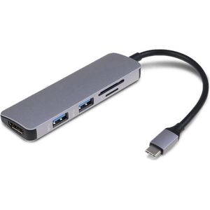 DrPhone 5 in 1 USB-C Expander – Type C HUB – USB-C --> 4K HDMI + 2x USB3.0 + SD/Micro SD Kaartlezer – Multifunctionele adapter – 4K 30hz (3840x2160) – Zilver Grijs