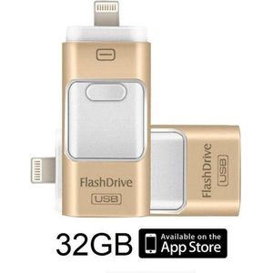 DrPhone Flashdrive 32 GB 3-in-1 OTG Goud